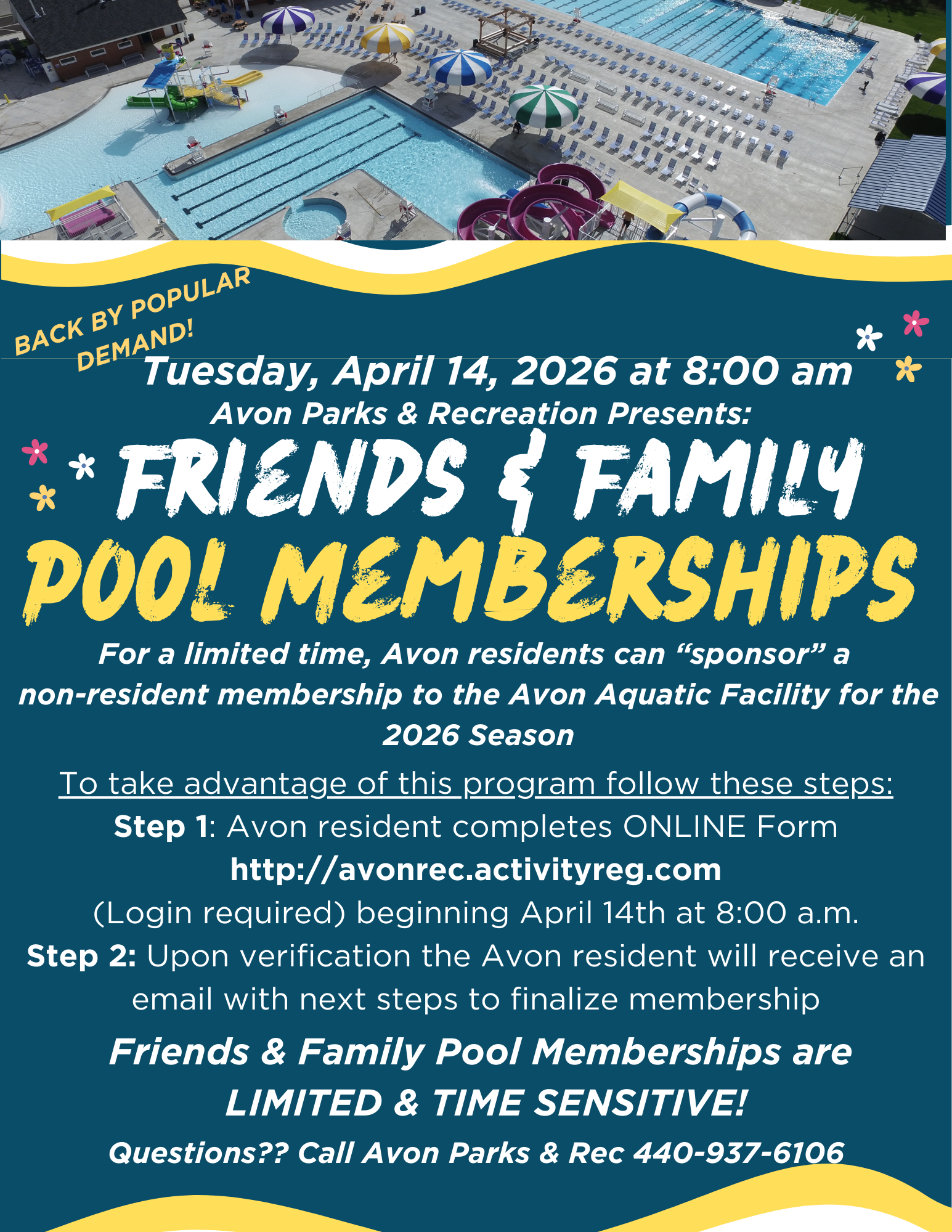 Information about how to register for Friends and Family Pool Memberships